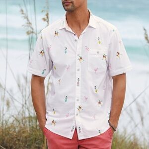 NWT Tommy Bahama White Patterned Men’s Shirt